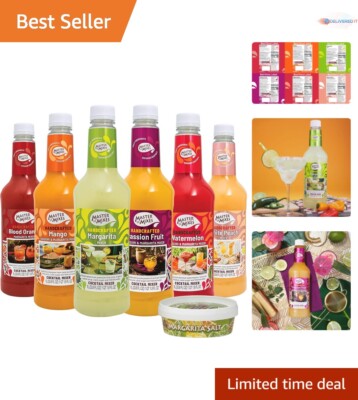 Cocktail Mixer 1L Bottles: 6 Flavors & Margarita Salt - Gluten-Free & Kosher