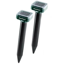 GreenTree Solar Ultrasonic Rodent Repeller Mole Repellent for Outdoors - 2 Pack