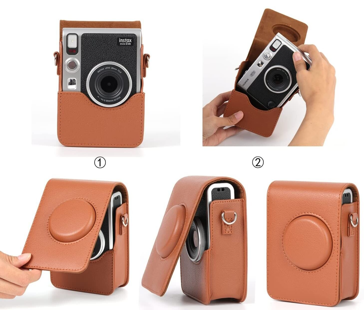 Fujifilm instax mini EVO 純正レザーケース付き Amazon.com : Rieibi Mini EVO Case - Vintage PU Leather Protective