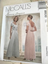 McCalls 8836 Pattern Evening Formal Lined Dress Detachable Train Size 4-8  /