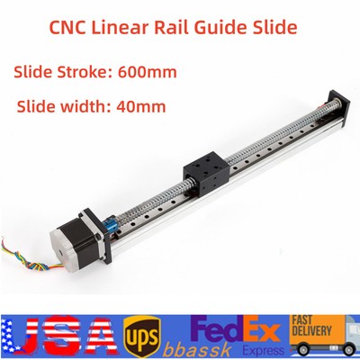 CNC Linear Actuator Nema23 Threaded Lead Motor 1605 Ball Screw 600mm Rail Guide