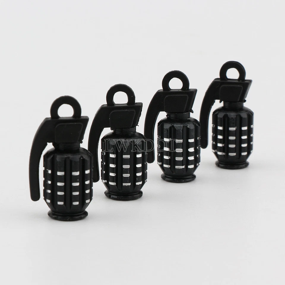 4Pcs Black Bomb Aluminum Wheel Rim Tyre Valve Stem Caps Fit For Harley Davidson - Image 2 of 4