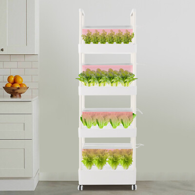 4 Tiers Hydroponic System 56 Pods Growing Tower With Lights Vertical Planter Kit