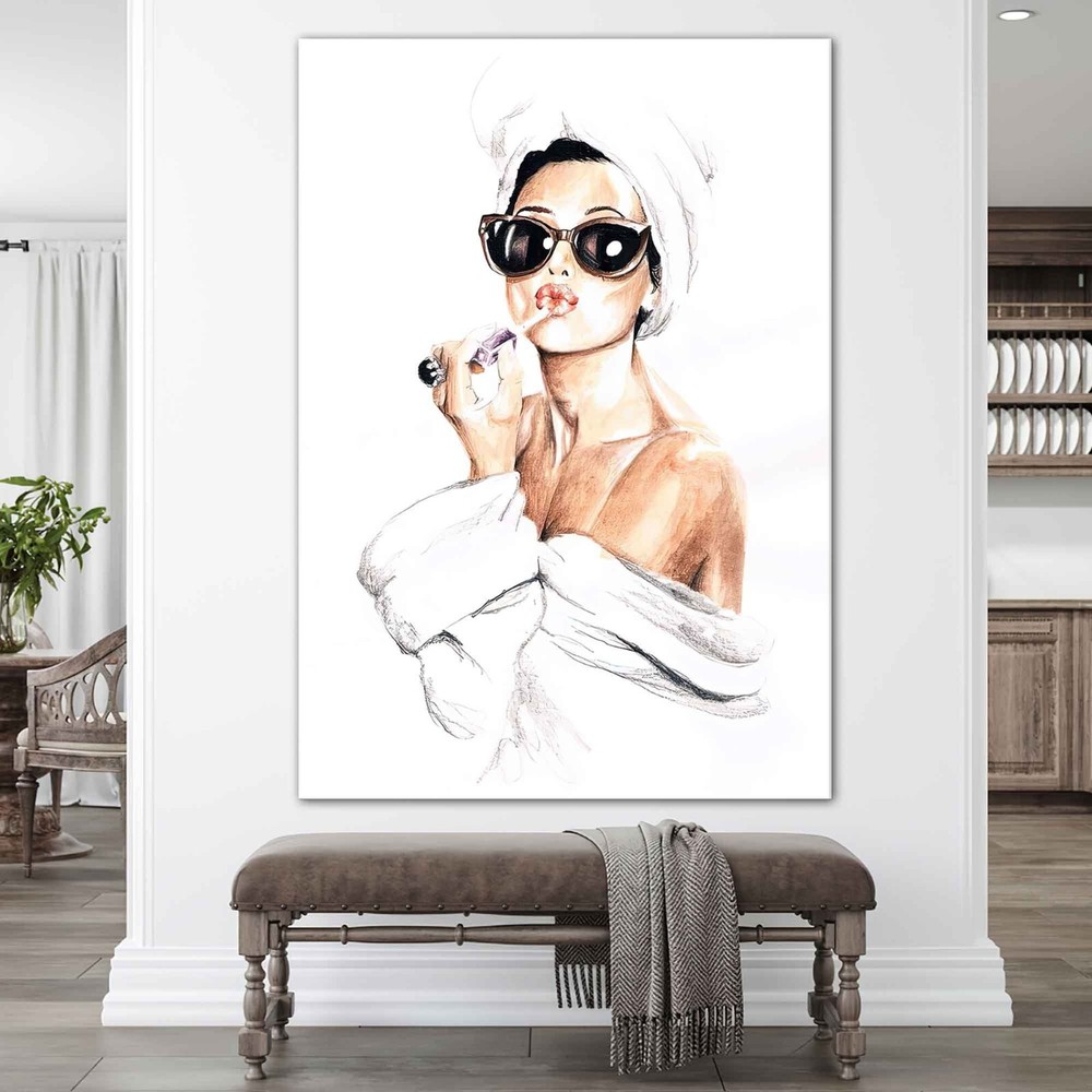 Audrey Hepburn Style Art, Audrey Hepburn Make Up Canvas Print, Audrey Poster,