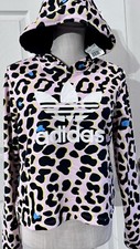 NEW NWT Adidas LZ Pink Leopard Animal Print Cropped hoodie Girls Youth XL