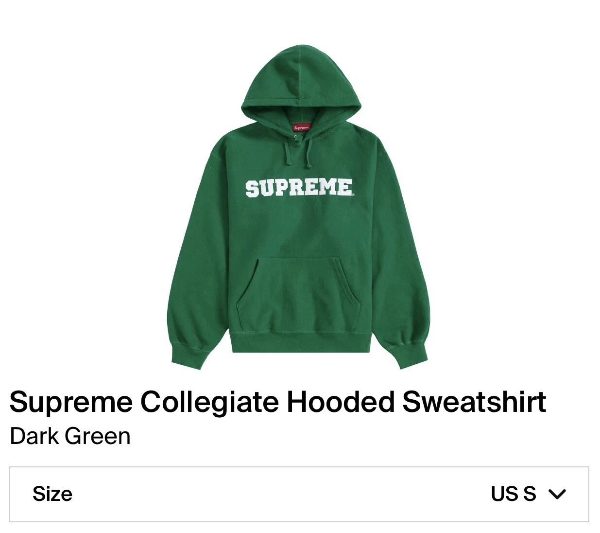 ✅Sweatshirt à capuche Supreme Collegiate SS24 / Vert foncé / Taille S / Envoi rapide?