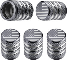 5-Pack Tire Valve Stem Caps -Grey - Car Truck Motorcycle Bike - American Flag