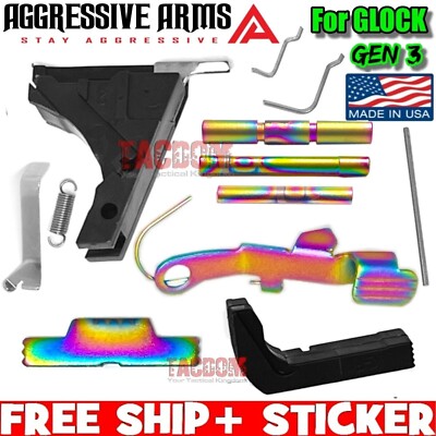 AGGRESSIVE ARMS RAINBOW LOWER FRAME PARTS KIT fr GEN 3 GL0CK 17 19 34 NO TRIGGER