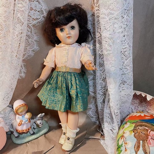Vintage 1950’s TONI DOLL BY IDEAL P-91 Dark Brown Hair Original Dress 15"
