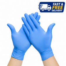 100 Disposable Blue Nitrile Gloves Powder Latex Free Medical Food S/M/L/XL 1000