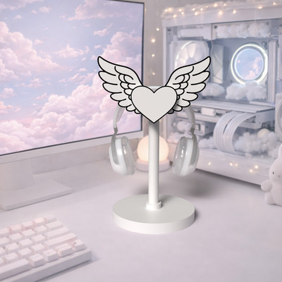 Kopfhörerständer - Angel Headphone Stand Heart Wings Gaming Setup Aesthetic