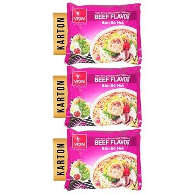 Vifon Reisnudeln Rice Vermicelli Instantnudeln Beef Flavour Bun Bo Hue 90x65g