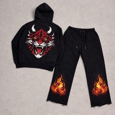 Men Tracksuit Set Jogger Unisex Clothing Casual Hoodie Trousers 2Piece Outfit