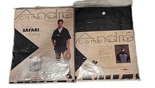 Lot 2 Fromm Safari Style Black Nylon Mesh Camp Shirt Barber Hair Stylist Mens 2X