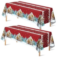 Christmas Party Decorations Snowman Plastic Tablecloth for Red Green White