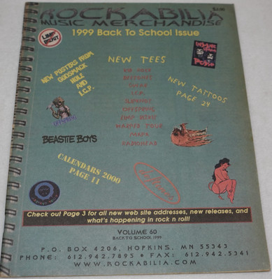 Rockabilia Music Merchandise 1999 Back to School Issue Original Catalog