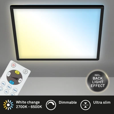 Deckenleuchte Briloner LED Slim Panel Deckenlampe eckig Fernbedienung schwarz - Bild 1 von 4