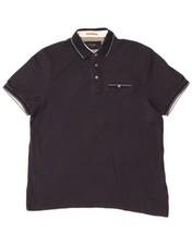 Ted Baker Mens Polo Shirt Size 4 Large Navy Blue Cotton AT20