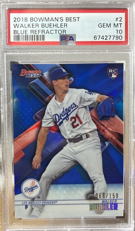 WALKER BUEHLER 2018 Bowman's Best ROOKIE Blue /150 Psa 10-POP 15 DODGERS/REDSOX