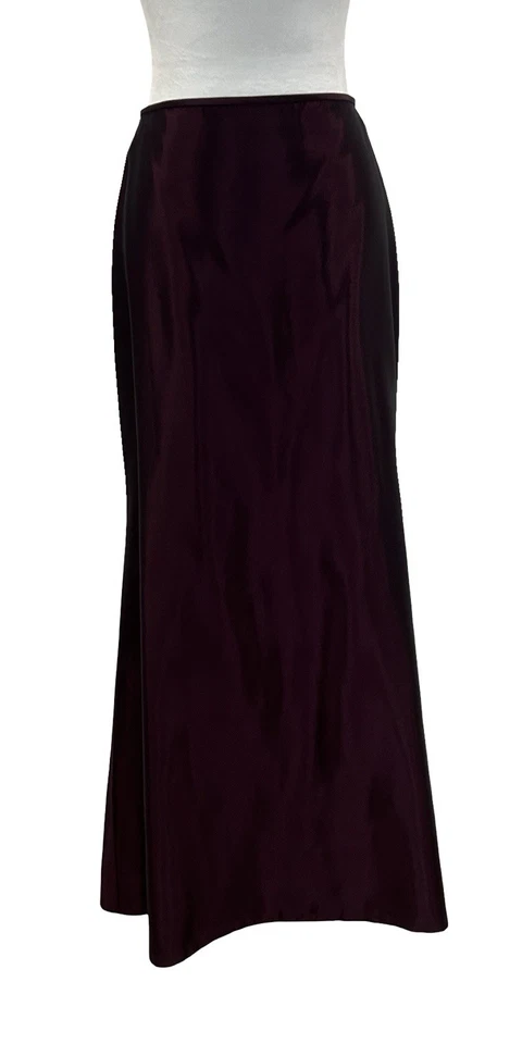 Maxi Falda Carmen Marc Valvo Petite 8 P Borgoña Satén Formal Noche Línea A Foto 2 de 4