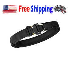 Tactical Quick Release Battle 2 Layer Heavy Duty Metal Buckle Belt Black New