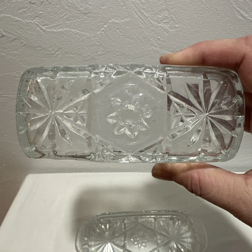 Anchor Hocking Precut Clear Star Of David Butter Dish Vintage - Image 2 of 4