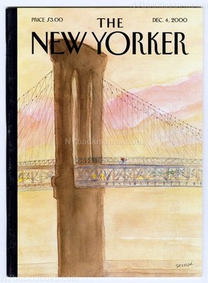 New Yorker magazine December 4 2000 JJ Sempe Brooklyn Bridge bike NO label/UPC