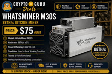 WhatsMiner M30S 88TH Bitcoin ASIC Miner – $75/Unit: Tested & Working