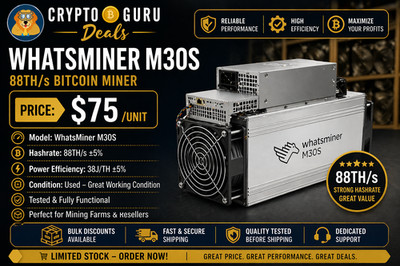 WhatsMiner M30S 88TH Bitcoin ASIC Miner   $75/Unit: Tested & Working