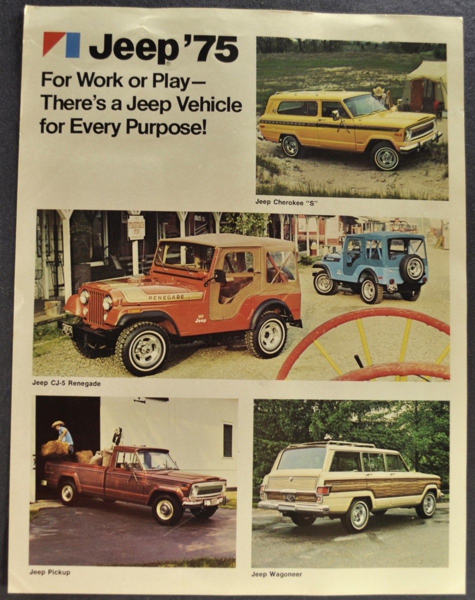 1975 Jeep Colors Brochure Sheet CJ-5 Cherokee Wagoneer Pickup
