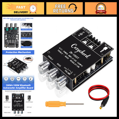 Bluetooth 5.0 Mini Stereo Amplifier 200W HiFi 2.0 Channel Amp with Treble & Bass