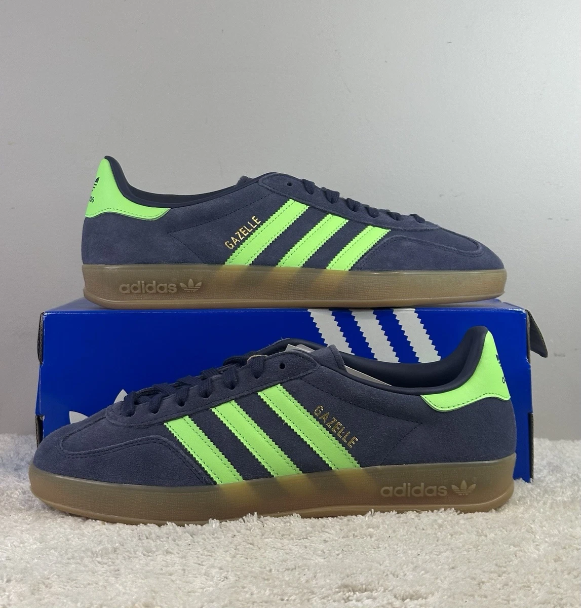 adidas Gazelle Indoor Shadow Navy Lime Burst Cloud White for Sale |  Authenticity Guaranteed | eBay