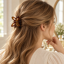 New Brown Translucent Butterfly Claw Hair Clip Open Wing Design 1 Piece