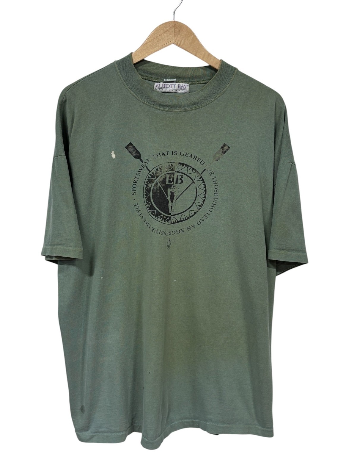 FILA T shirt vintage anni 90 Elliot Bay abbigliamento sportivo canottaggio sbiadito grafica taglia XL