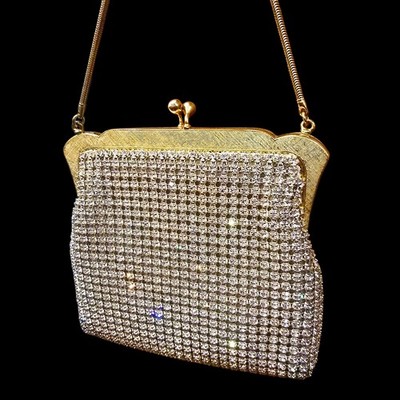 Glitzernde Vintage Vintage 60er 60er Gold Strass OROTON Cocktail Abend Handtasche Tasche