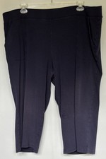 Talbots - French Terry Straight Crop Pants - Stretch Knit - Navy - Plus Size 3X