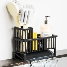 Yieach Rustproof Kitchen Sink Caddy – Sponge Holder Soap Organizer Black