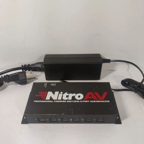 Nitro AV Professional Firewire 800 Hub/Repeater with Power Adapter - Tested 