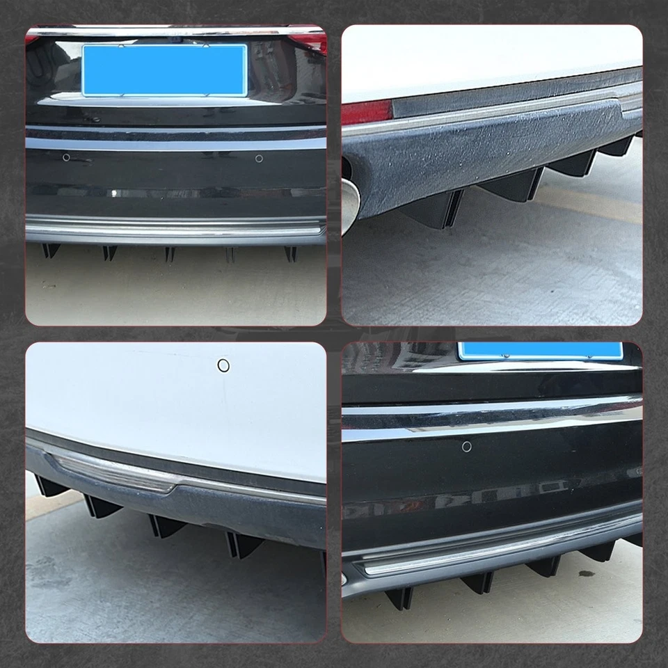 For Ford Mustang 2005-2013 Black 5Fins Rear Diffuser Splitter Bumper Spoiler Lip - Image 3 of 4