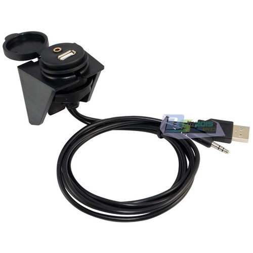 1m 3.5mm Car Dashboard Flush Mount USB 2.0 AUX Socket Extension Lead Panel Cable - Picture 7 of 7