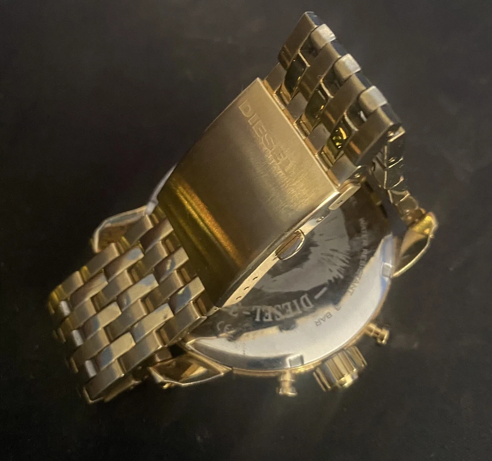 NOVO Relógio Masculino Diesel Little Daddy DZ7287 Dual Time Chrono Dourado Aço S da Moda - Imagem 4 de 4