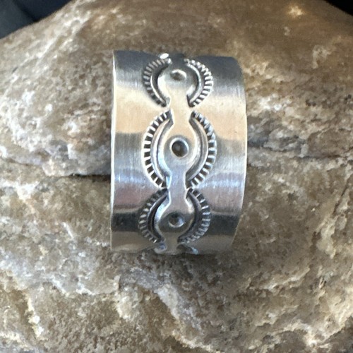 Mens Wedding Wide Band Navajo Stamped Sterling Silver Ring Size 12 17998 - Picture 11 of 13