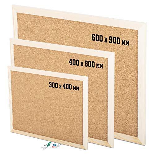 KAV Cork Notice Office Memo Pin Board with 6 Push Pin Classic Wood Natural Frame - Afbeelding 1 van 5