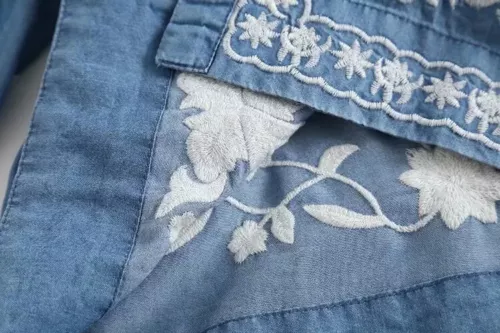 Embroidered Denim Long Sleeves Shirt Top Jacket! - Picture 7 of 12