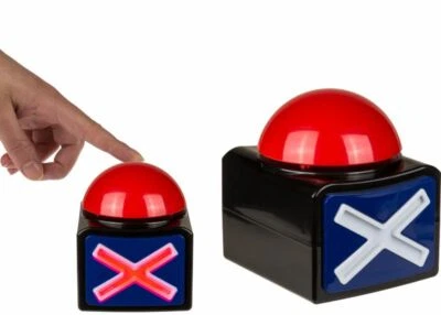 X Buzzer X Button X, m. Licht & Sound Quiz Spiele Party Alarm Duell, Spieleabend