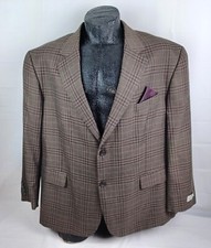 Oak Hill Sportcoat 2XL 50R/52R Men Brown Check 2-Button Blazer Jacket NWT