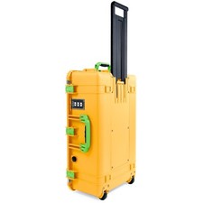 Yellow  Lime Green Pelican 1595 Air case, empty. With wheels.