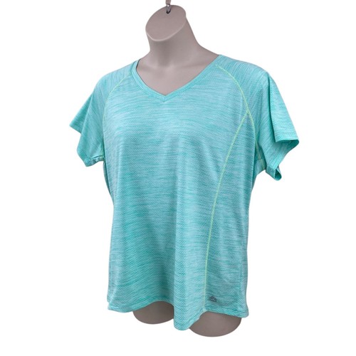 RBX Performance Activewear Top Size 2X Mint Green Marled Short Sleeve V-Neck - Picture 3 of 11
