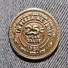 VINTAGE*1981*CHUCK E. CHEESE*PIZZA TIME THEATER TOKEN*25 CENTS*