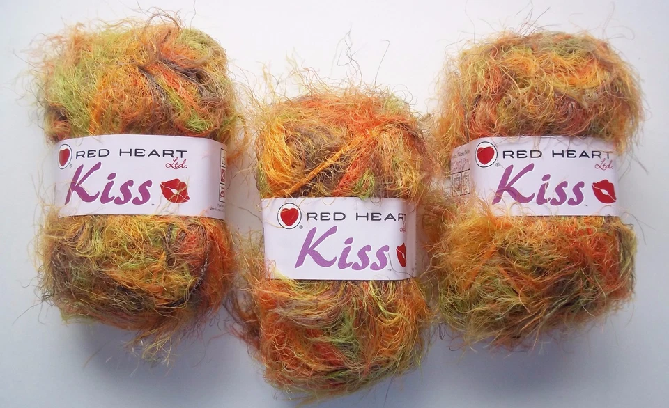 3 Skeins New Red Heart KISS Eyelash Yarn Color 3530 ELF Made in Italy Earth Tone - Image 4 of 4